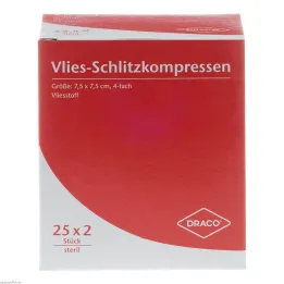 Spleetkompressen fleece 7,5x, 25x2 stuks
