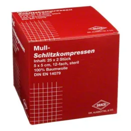 Spleetkompressen gaas 5x5cm, 25x2 stuks
