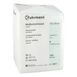 Gaaskompressen 10x10 cm niet-steriel 8-voudig, 100 stuks