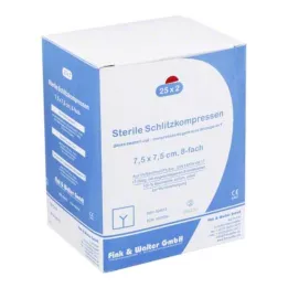 SCHLITZKOMPRESSEN 7,5x7,5 cm steriel 8-weg, 25X2 st