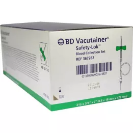 BD VACUTAINER Safety Lok 21 G 18 cm bloedafnameset, 50 stuks