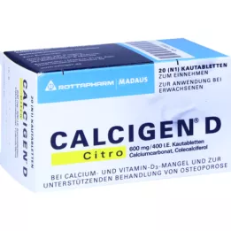 Calcige D Citro 600 mg / 400 d.w.z. Chewable Tabletten, 20 st