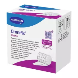 OMNIFIX elastiek 2,5 cmx10 m rol, 2 stuks