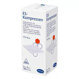 ES-KOMPRESSEN niet-steriel 5x5 cm 8-weg, 100 stuks