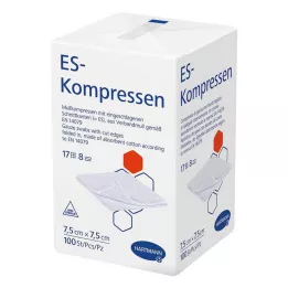 ES-KOMPRESSEN niet-steriel 7,5x7,5 cm 8-weg, 100 stuks