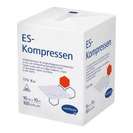 ES-KOMPRESSEN niet-steriel 10x10 cm 8-weg, 100 stuks