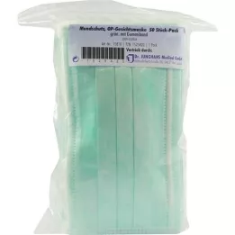 MUNDSCHUTZ OP-Face Mask M.Gummiband Grün, 50 st