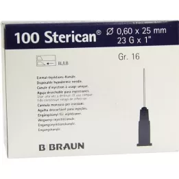 STERICAN Cannulas Luer-Lok 0,60x25 mm Gr.16 Blue, 100 st