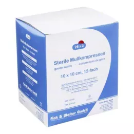 MULLKOMPRESSEN 10x10 cm steriel 12-voudig, 25X2 st