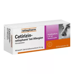 CETIRIZIN-ratiopharm voor allergieën 10 mg filmomhulde tabletten, 50 stuks