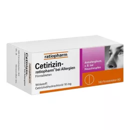 CETIRIZIN-ratiopharm voor allergieën 10 mg filmomhulde tabletten, 100 stuks