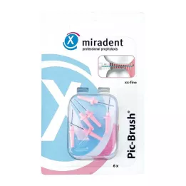 MIRADENT Interd.Pic-Brush vervangingsborstel xx-fijn roze, 6 stuks