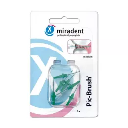 MIRADENT Interd.Pic-Brush vervangingsborstel medium groen, 6 st