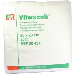 VLIWAZELL Absorberende kompressen niet-steriel 20x20 cm, 25 stuks