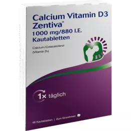 Calcium vitamine D3 Zentiva 1000 mg / 880 d.w.z. kauwtabletten, 48 st