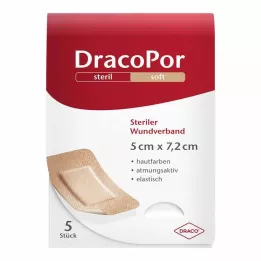 DRACOPOR Wondverband 5x7,2 cm steriel huidkleurig, 5 stuks