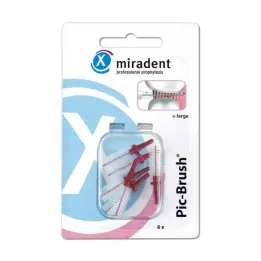 MIRADENT Interd.Pic-Brush vervangende borstel x-large bordeauxrood, 6 stuks