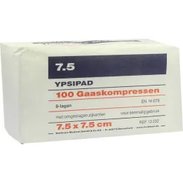Gaasverbanden Ypsipad 7,5x7,5 cm niet-steriel 8-laags, 100 stuks
