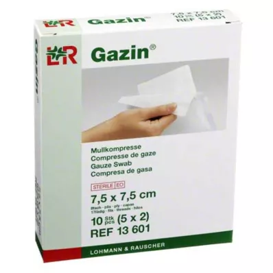 GAZIN Gaaskompres 7,5x7,5 cm steriel 8-laags, 5X2 st GAZIN Gaaskompres 7,5x7,5 cm steriel 8-laags, 5X2 st