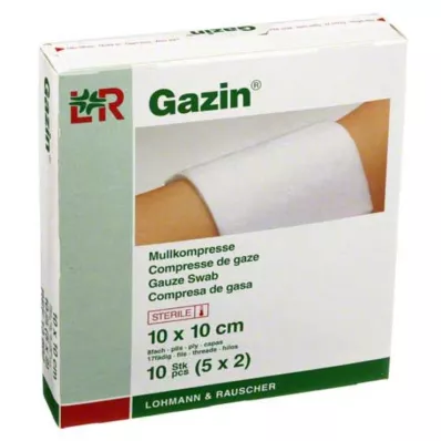 GAZIN Gaaskompres 10x10 cm steriel 8-laags, 5X2 st GAZIN Gaaskompres 10x10 cm steriel 8-laags, 5X2 st