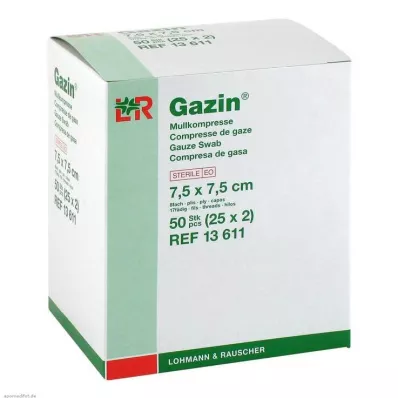 GAZIN Gaaskompres 7,5x7,5 cm steriel 8-laags, 25X2 st GAZIN Gaaskompres 7,5x7,5 cm steriel 8-laags, 25X2 st