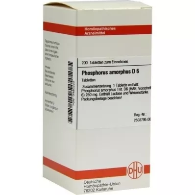 PHOSPHORUS AMORPHUS D 6 tabletten, 200 st PHOSPHORUS AMORPHUS D 6 tabletten, 200 st