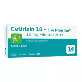 CETIRIZIN 10-1A Pharma filmomhulde tabletten, 50 stuks