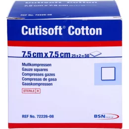 CUTISOFT Katoenster 7,5x7,5 cm ster.12fach, 25x2 st