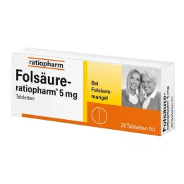 FOLSÄURE-RATIOPHARM 5 mg tabletten, 20 stuks