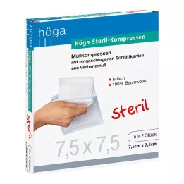 HÖGA-KOMPRESSEN 7,5x7,5 cm steriel 8 keer, 5x2 st