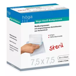 HÖGA-KOMPRESSEN 7,5x7,5 cm steriel 8-weg, 25X2 st