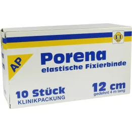 Porena elastisch gaasverband 12cm zonder cello wit, 10 stuks