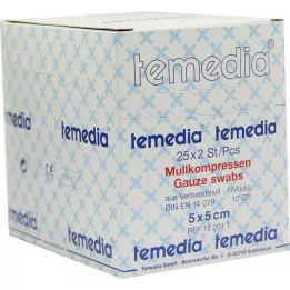 MULLKOMPRESSEN 5x5 cm steriel 12-laags 17-laags, 50 stuks