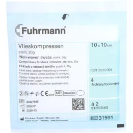 VLIESKOMPRESSEN steriel 10x10 cm 4-voudig, 50X2 st