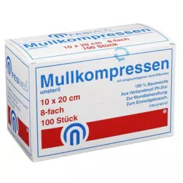 MULLKOMPRESSEN ES 10x20 cm niet-steriel 8-laags, 100 stuks