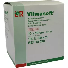 VLIWASOFT Spleetkompressen 10x10 cm steriel 4-laags, 50X2 st
