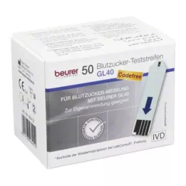 BEURER GL40 bloedglucose teststrips, 50 stuks