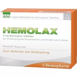HEMOLAX 5 mg maagsapweerstand. Overtollige tabletten, 200 st