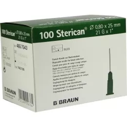 STERICAN Canules 21 Gx1 0,8x25 mm, 100 stuks