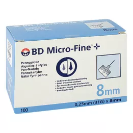 BD MICRO-FINE+ 8 pennaalden 0,25x8 mm, 100 stuks