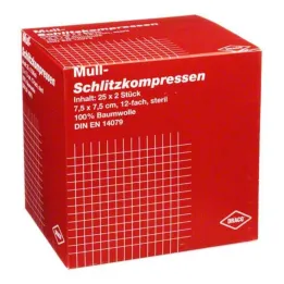 Gesneden gaascompressen 7,5x7, 25x2 stuks