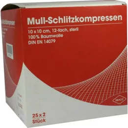 Spleetkompressen gaas 10x10, 25x2 stuks