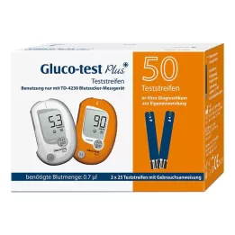 GLUCO TEST Plus bloedglucose teststrips, 50 stuks