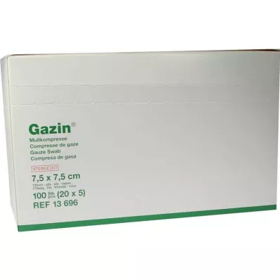 GAZIN Gaaskompres 7,5x7,5 cm steriel 12-laags medium, 20X5 st
