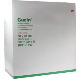 GAZIN Gaaskompres 10x20 cm steriel 12-laags extra groot, 20X5 st