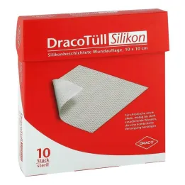 Dracotull Sil.10x10 cm siliconenwerend wondkussen, 10 st