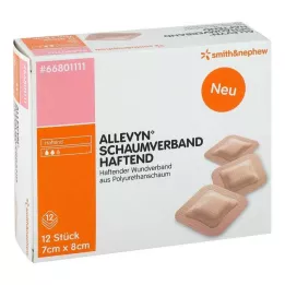 ALLEVYN Schuimverband 7x8 cm kleefstof, 12 stuks