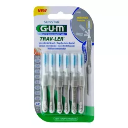 GUM TRAV-LER 2,0 mm kaarsgrijs interdentaal + 6 doppen, 6 st
