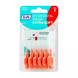 TEPE Interdentale borstel x-soft 0,5 mm ISO 2 rood, 6 stuks