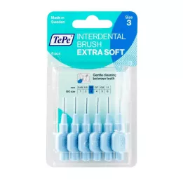 TEPE Interdentale borstel x-soft 0,6 mm ISO 3 blauw, 6 stuks